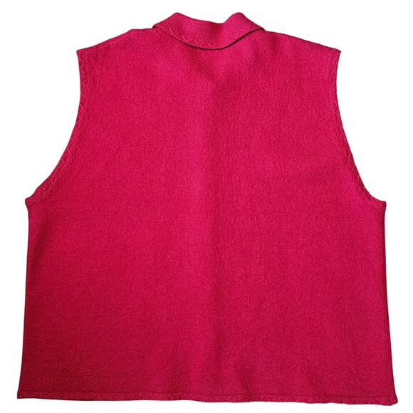 Koret Wool Red Sweater Vest XL Peter Pan Collar Embroidered Button Front Vintage - Picture 2 of 6